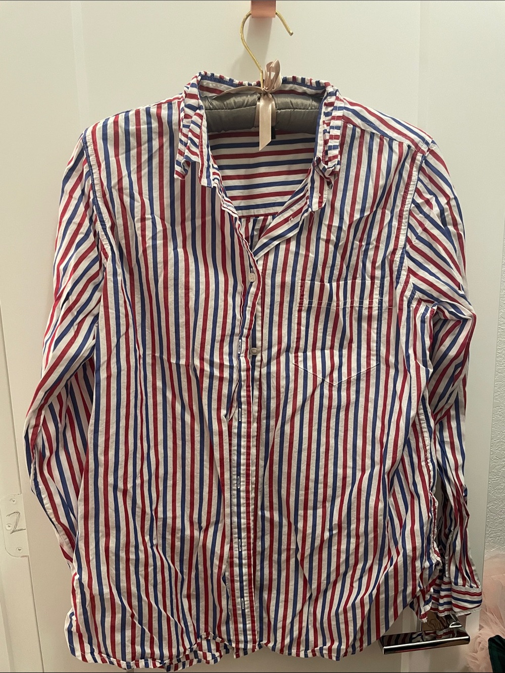 J.Crew Boyfriend Red White Blue Stripe Button-Up Shirt